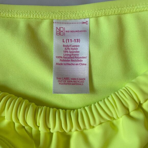 Bikini 2Pc High Cut Swimsuit Jr Lg 11-13 Adjustable Removable Straps Neon Yellow - Picture 9 of 9
